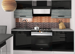 Kuchynská linka Belini 120 cm čierny lesk / šedý antracit Glamour Wood s pracovnou doskou Eleganta2 Výrobca INF ELEGANTA2/2/WT/BGW1B/0/B1