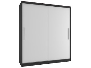 Šatníková skriňa 133 cm Belini čierny mat / biely mat s posuvnými dverami Výrobca SI SZP2/2/B/W/0/AL