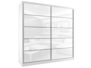 Šatníková skriňa 133 cm Belini biely mat / biely lesks posuvnými dverami Výrobca BH SZP2/2/W/WI/5W/HI