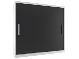 Šatníková skriňa 200 cm Belini biely mat / čierny mat s posuvnými dverami Výrobca SI SZP1/2/W/B/0/AL