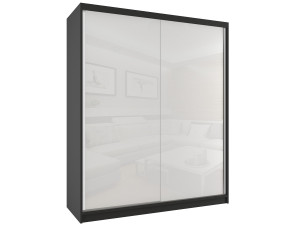 Šatníková skriňa 158 cm Belini čierny mat / biely lesk s posuvnými dverami Výrobca BM SZP3/2/B/W/W/HI