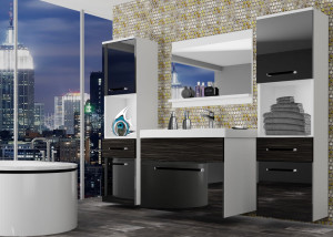 Kúpeľňový nábytok Belini čierny lesk / eben kráľovský + umývadlo + zrkadlo Výrobca ROD PM 6/0/W/BHK/0/ZW