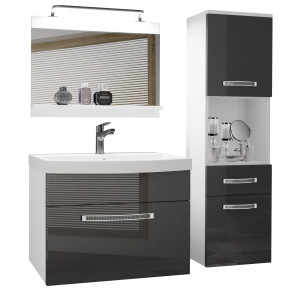 Kúpeľňový nábytok Belini Premium Full Version šedý lesk + umývadlo + zrkadlo + LED osvetlenie Glamour 45 Výrobca GLA P 3/0/W/S/0/MB/PP