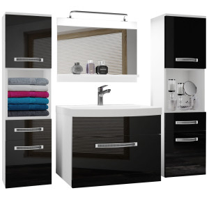 Kúpeľňový nábytok Belini Premium Full Version čierny lesk + umývadlo + zrkadlo + LED osvetlenie Glamour 101 Výrobca