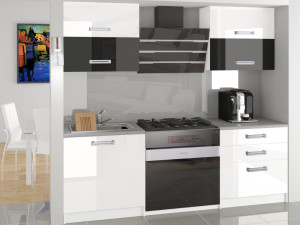 Kuchynská linka Belini 120 cm biely lesk / čierny lesk s pracovnou doskou Eleganta Výrobca INF ELEGANTA/2/WT/WBW/0/D