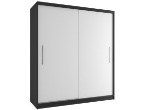 Šatníková skriňa 158 cm Belini čierny mat / biely mat s posuvnými dverami Výrobca SI SZP3/1/B/W/0/AL