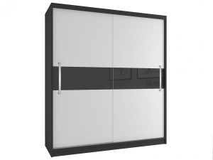 Šatníková skriňa 133 cm Belini čierny mat / biely mat s posuvnými dverami Výrobca SI SZP2/2/B/W/B/UU