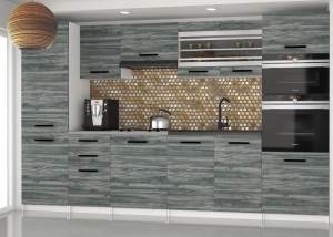 Kuchynská linka Belini 300 cm šedý antracit Glamour Wood s pracovnou doskou Syntka2 Výrobca TOR SYNTKA2/7/WT/GW1/0/B1