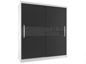 Šatníková skriňa 133 cm Belini biely mat / čierny mat s posuvnými dverami Výrobca SI SZP2/2/W/B/B/UU