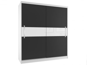 Šatníková skriňa 133 cm Belini biely mat / čierny mat s posuvnými dverami Výrobca SI SZP2/2/W/B/W/UU