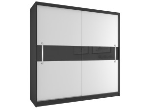 Šatníková skriňa 200 cm Belini čierny mat / biely mat s posuvnými dverami Výrobca SI SZP1/2/B/W/B/UU