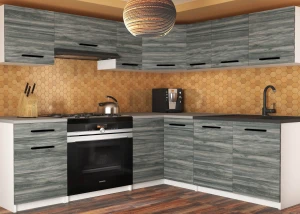 Kuchynská linka Belini 360 cm šedý antracit Glamour Wood s pracovnou doskou Lidiauniqa2 Výrobca TOR LIDIAUNIQA2/4/WT/GW1/0/B1