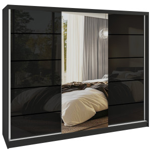 Šatníková skriňa SERENITY 232 cm čierny lesk MGB SERENITY SZP8/0/B/B/0/HIAL