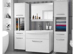 Kúpeľňový nábytok skrinky s umývadlom a zrkadlom biela matná Výrobca ROD PRIMO M 6/0/W/W/0/ZINC