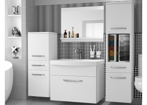 Kúpeľňový nábytok skrinky s umývadlom a zrkadlom biela matná Výrobca ROD PRIMO M 5/0/W/W/0/ZINC