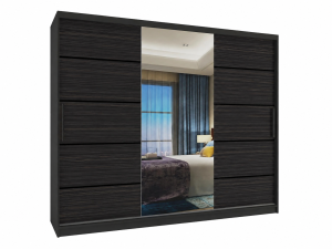 Posuvná skriňa 232 cm PREMIUM SO ZÁSUVKAMI čierna tmavý eben MBP SZP8/0/1B/2HK1L/0/KLP