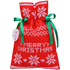Pakado Worek na Prezent Czerwony Merry Christmas 40*56cm