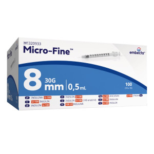 Strzykawka Micro-Fine z igłą 30G x 8mm 0,5ml ( zestaw 10 sztuk) Embecta