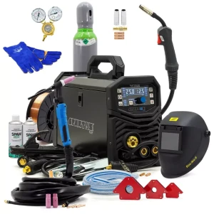 SET Spartus® EasyMIG 210LED MIG/MAG halbautomatische Schweißmaschine Schweißgerät WIG 200A Synergie LED 3in1 Inverter FLUX 230V