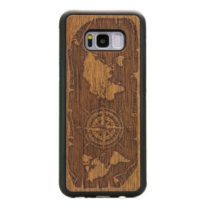 Drewniane Etui na Samsung Galaxy S8+ RóżA WIATRÓW MERBAU