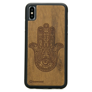 Drewniane Etui iPhone XS Max HAMSA IMBUIA