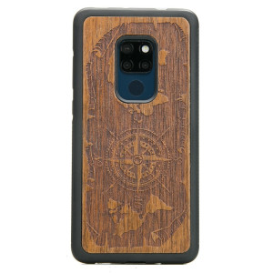 Drewniane Etui Huawei Mate 20 RóżA WIATRÓW MERBAU