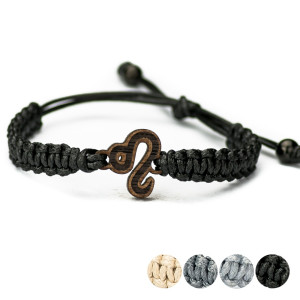 Drewniana bransoletka Znak Zodiaku - Lew - Merbau Pleciona