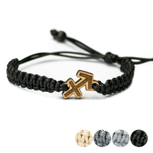 Drewniana bransoletka Znak Zodiaku - Strzelec - Aniegre Pleciona