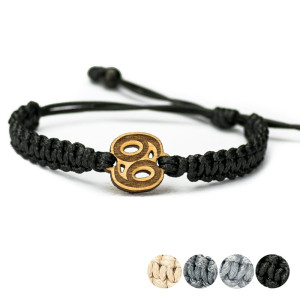 Drewniana bransoletka Znak Zodiaku - Rak - Aniegre Pleciona