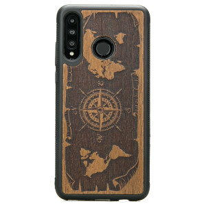 Drewniane Etui Huawei P30 Lite RóżA WIATRÓW MERBAU