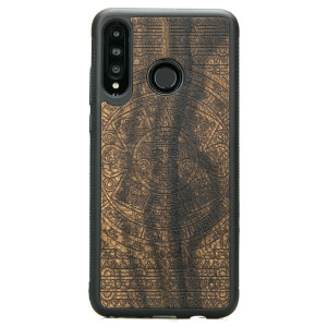 Drewniane Etui Huawei P30 Lite KALENDARZ AZTECKI ZIRICOTE