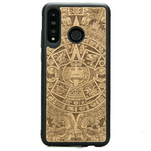 Drewniane Etui Huawei P30 Lite KALENDARZ AZTECKI ANIEGRE