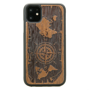 Drewniane Etui na iPhone 11 RóżA WIATRÓW MERBAU