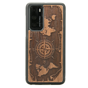 Drewniane Etui Huawei P40 RóżA WIATRÓW MERBAU