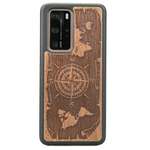 Drewniane Etui Huawei P40 Pro RóżA WIATRÓW MERBAU