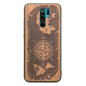 Drewniane Etui Xiaomi Redmi 9 RóżA WIATRÓW MERBAU
