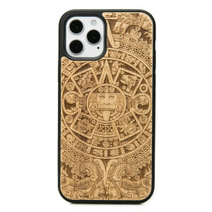 Drewniane Etui na iPhone 12 / 12 Pro KALENDARZ AZTECKI ANIEGRE