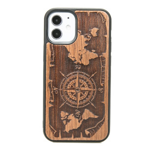 Drewniane Etui na iPhone 12 Mini RóżA WIATRÓW MERBAU