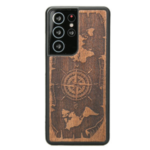 Drewniane Etui na Samsung Galaxy S21 Ultra RóżA WIATRÓW MERBAU
