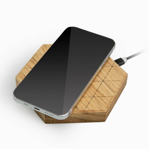 Ładowarka indukcyjna Bewood Slim Hexagon QI 15W Dąb