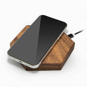 Ładowarka indukcyjna Bewood Slim Hexagon QI 15W Orzech