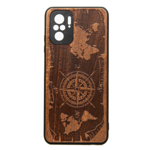 Drewniane Etui Xiaomi Redmi Note 10 RóżA WIATRÓW MERBAU