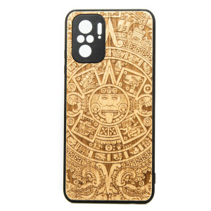 Drewniane Etui Xiaomi Redmi Note 10 KALENDARZ AZTECKI ANIEGRE