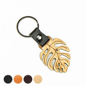 Drewniany Brelok Leather Monstera Aniegre