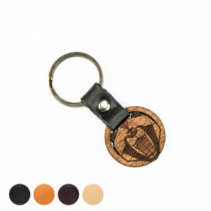 Drewniany Brelok Leather Niedźwiedź Geometryczny Merbau