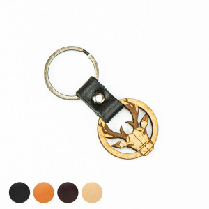 Drewniany Brelok Leather Jeleń Geometryczny Aniegre