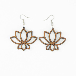 Drewniane kolczyki LOTUS Merbau