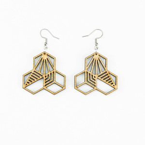 Drewniane kolczyki HONEYCOMB Aniegre