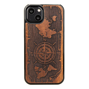 Drewniane Etui na iPhone 13 RóżA WIATRÓW MERBAU