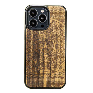 Drewniane Etui na iPhone 13 Pro KALENDARZ AZTECKI LIMBA